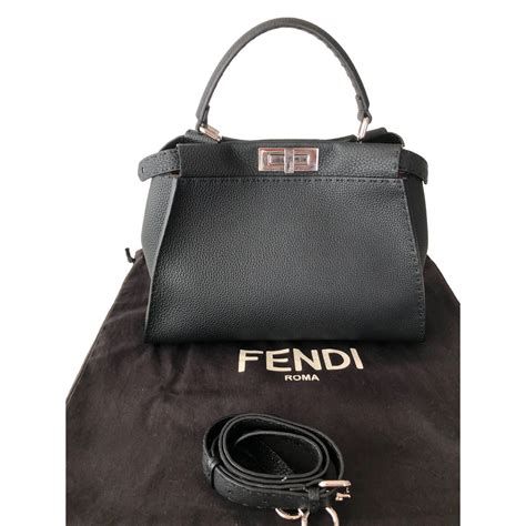 black leather fendi bag|fendi bag pre owned.